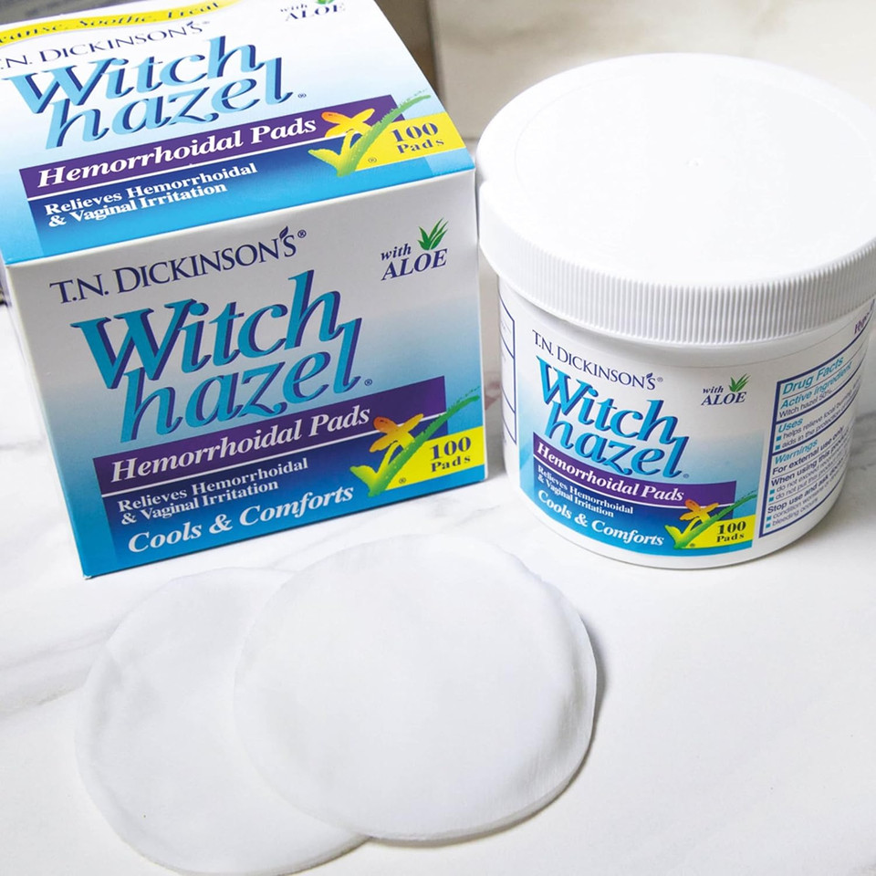 T.N. Dickinson'S Hemorrhoidal Pads, Witch Hazel With Aloe, Clear, 100 Count