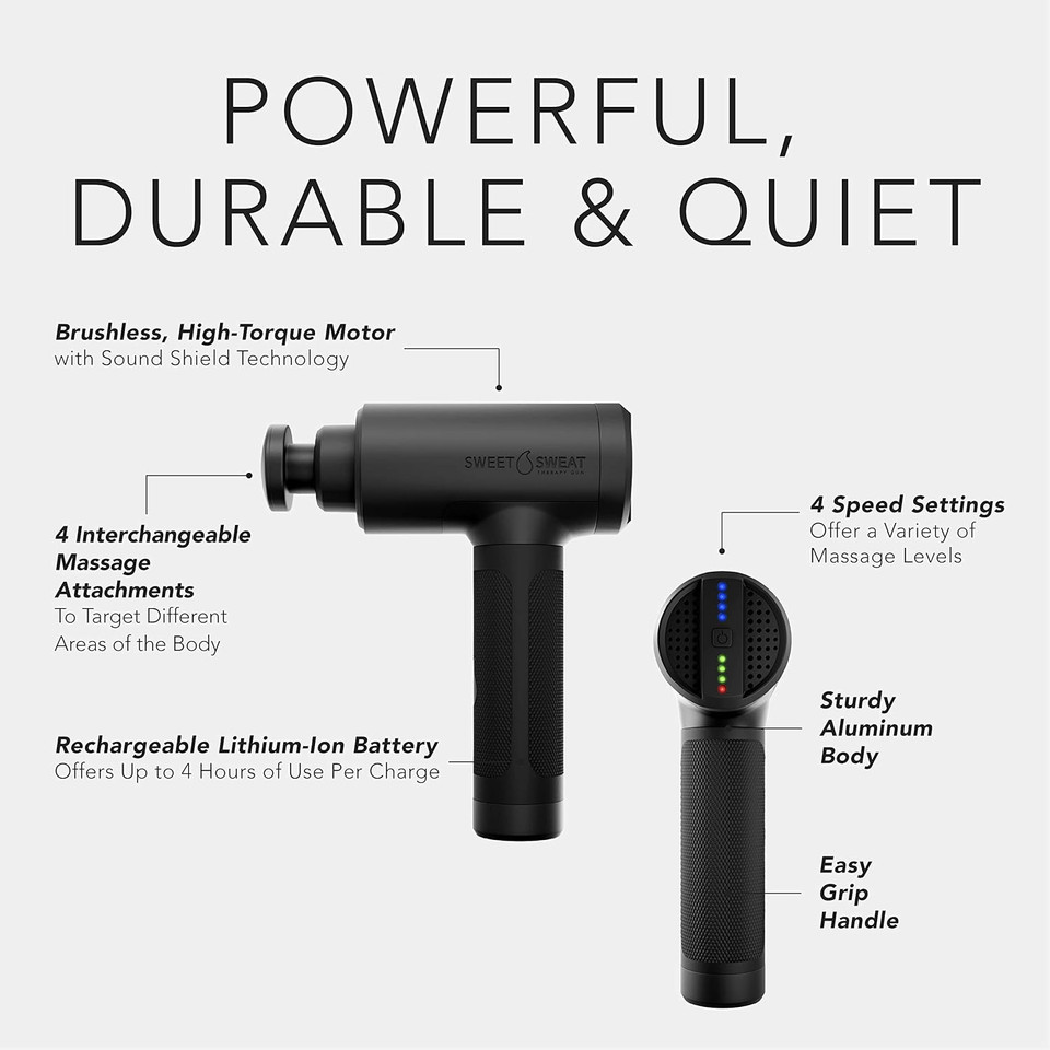 Sports Research Sweet Sweat Therapy Massage Gun | Deep Tissue Body Massage Gun - Cordless & Rechargeable