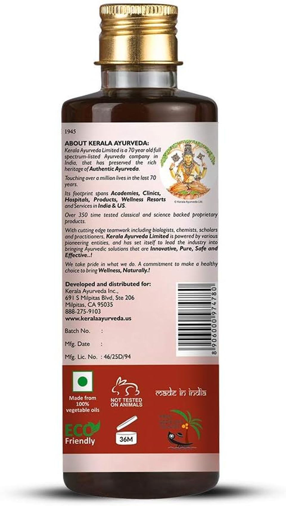 Kerala Ayurveda Santhwanam Oil - Daily Ayurvedic Massage Oil - Supports Vitality & Strength, Balances Tridoshas, 6.76 Fl Oz