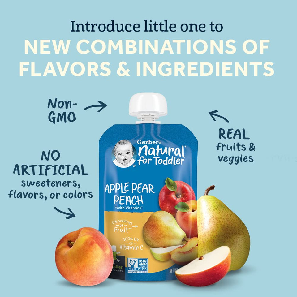 Gerber Baby Food Apple Mango Strawberry, 3.5 Oz Pouch