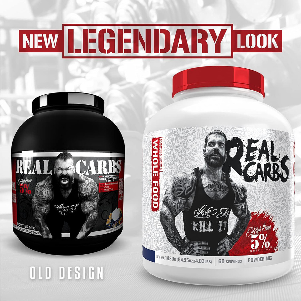 5% Nutrition Rich Piana Real Carbs With Real Food Complex Carbohydrates, Long-Lasting Low Glycemic Energy For Pre-Workout/Post-Workout Recovery Meal, 4.0 Lb, 40 Servings (Blueberry Cobbler)Blueberry Cobbler