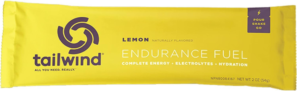 Tailwind Nutrition Endurance Fuel, Grab-and-Go Hydration Drink Mix with Electrolytes, Non-GMO, Free of Soy, Dairy, and Gluten, Vegan, Lemon, Pack of 12