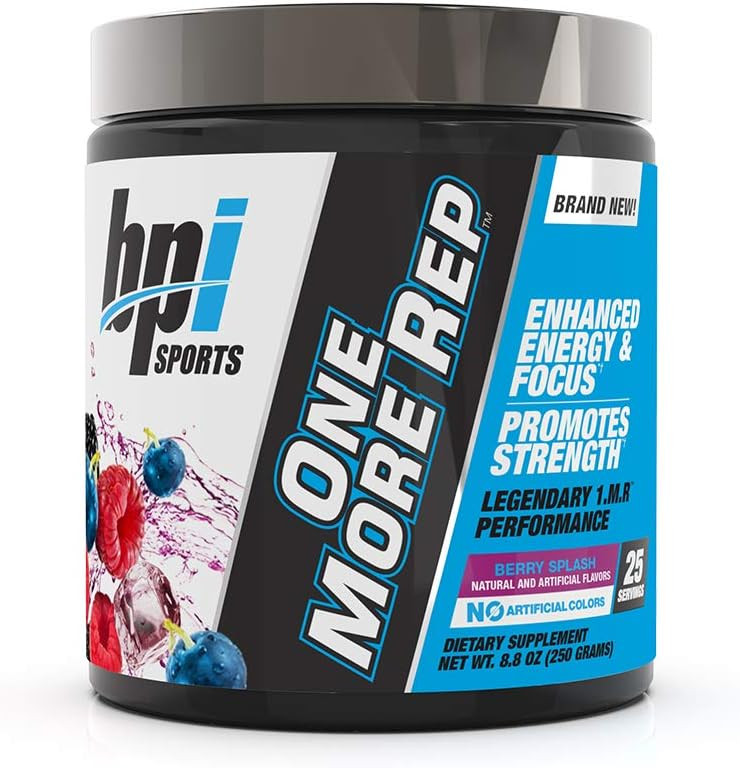 Bpi Sports One More Rep Pre-Workout Powder - Increase Energy And Stamina - Intense Strength - Recover Faster - Beetroot - Carnitine - Citrulline - Berry Splash - 25 Servings - 8.8 Oz
