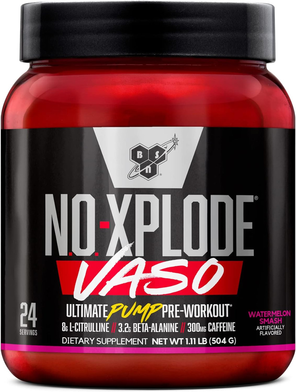 Bsn N.O.-Xplode Vaso Pre Workout Powder With 8G Of L-Citrulline And 3.2G Beta-Alanine And Energy, Flavor: Watermelon Smash, 24 Servings