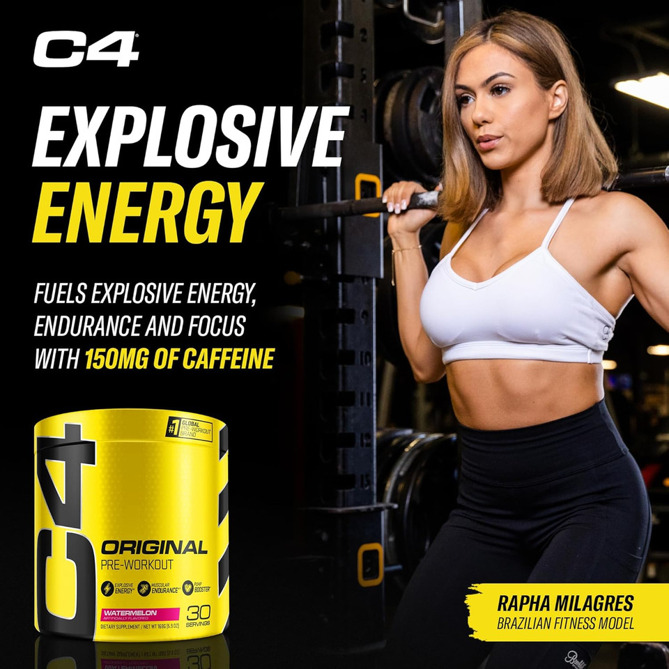 Cellucor C4 Original Pre Workout Powder Watermelon Sugar Free Preworkout Energy Supplement For Men & Women 150Mg Caffeine + Beta Alanine + Creatine 30 Servings