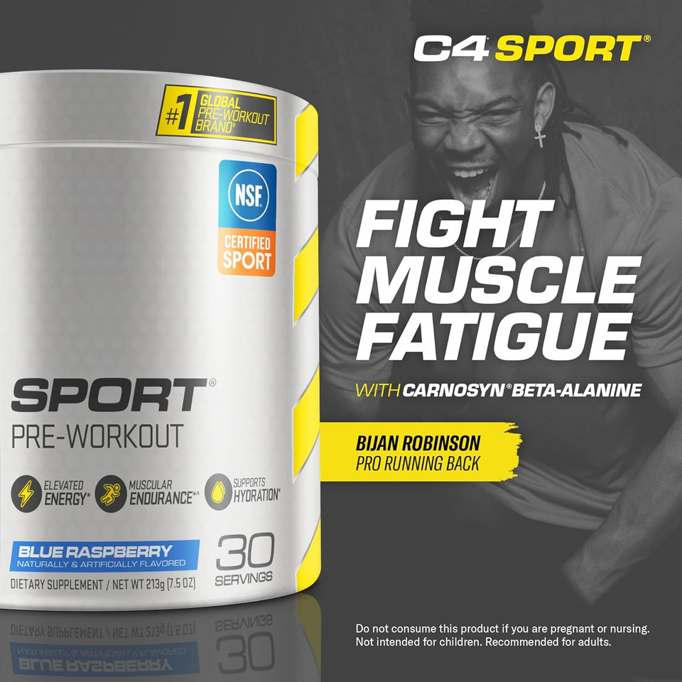 Cellucor C4 Sport Pre Workout Powder Blue Raspberry - Pre Workout Energy With Creatine + 135Mg Caffeine And Beta-Alanine Performance Blend - Nsf Certified For Sport 30 Servings