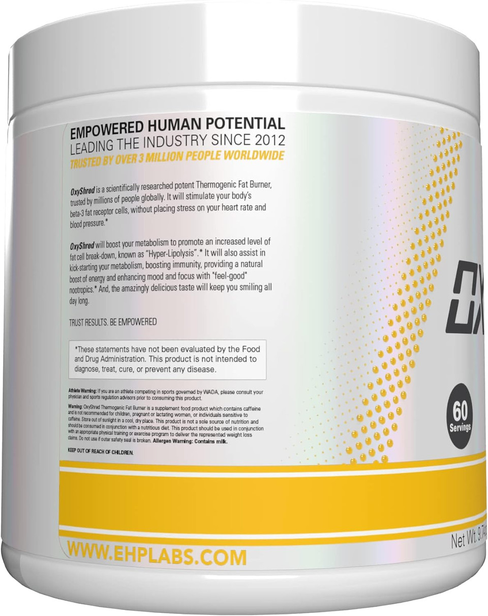 Ehplabs Oxyshred Thermogenic Pre Workout Powder & Shredding Supplement - Clinically Proven Preworkout Powder With L Glutamine & Acetyl L Carnitine, Energy Boost Drink - Mango, 60 Servings