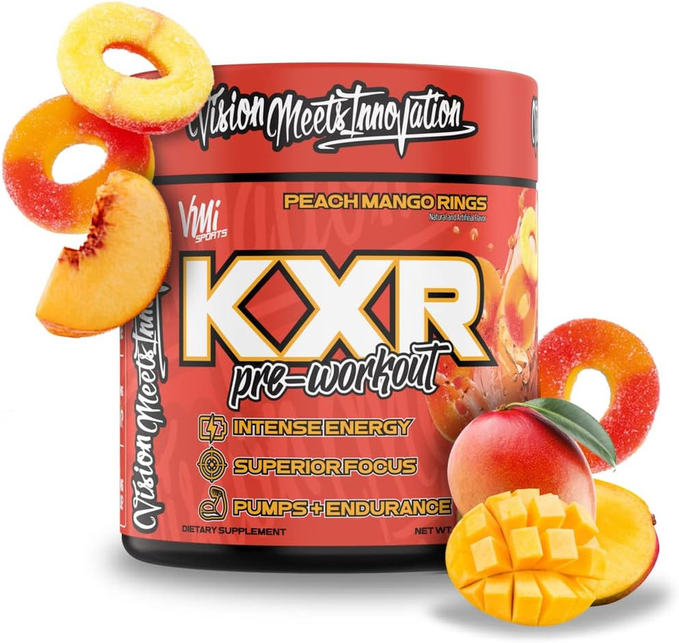 K-Xr Pre-Workout Energy Powder | Intense Energy Pre-Workout Drink For Men And Women| Creatine Free | Improves Performance - Enhanced Focus & Increased Endurance | 30 Servings (Peach Mango)