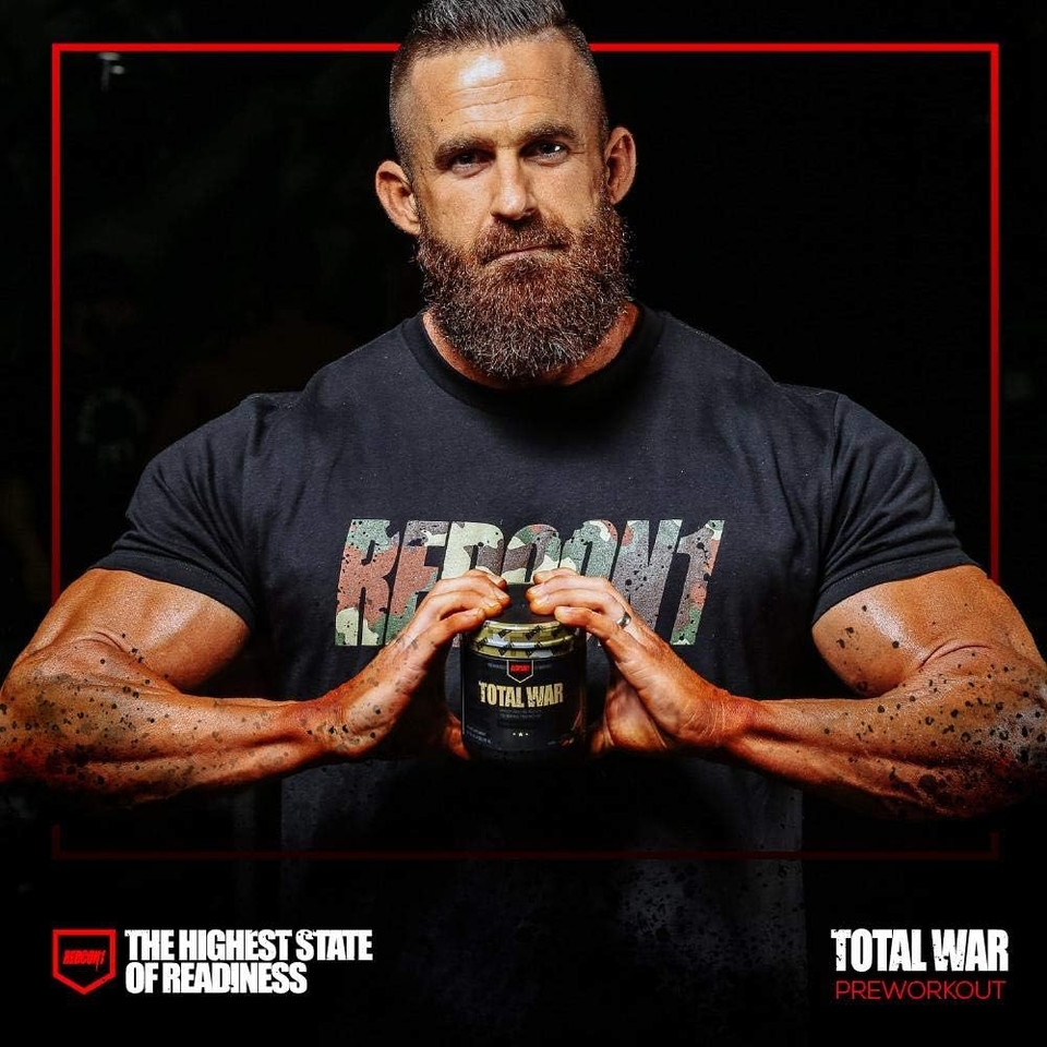 Redcon1 Total War Pre Workout Powder, Green Apple - Fast Acting Caffeinated Preworkout For Men + Women With Beta Alanine - Contains Citrulline Malate For Increased Pump, Blood Flow (30 Servings)