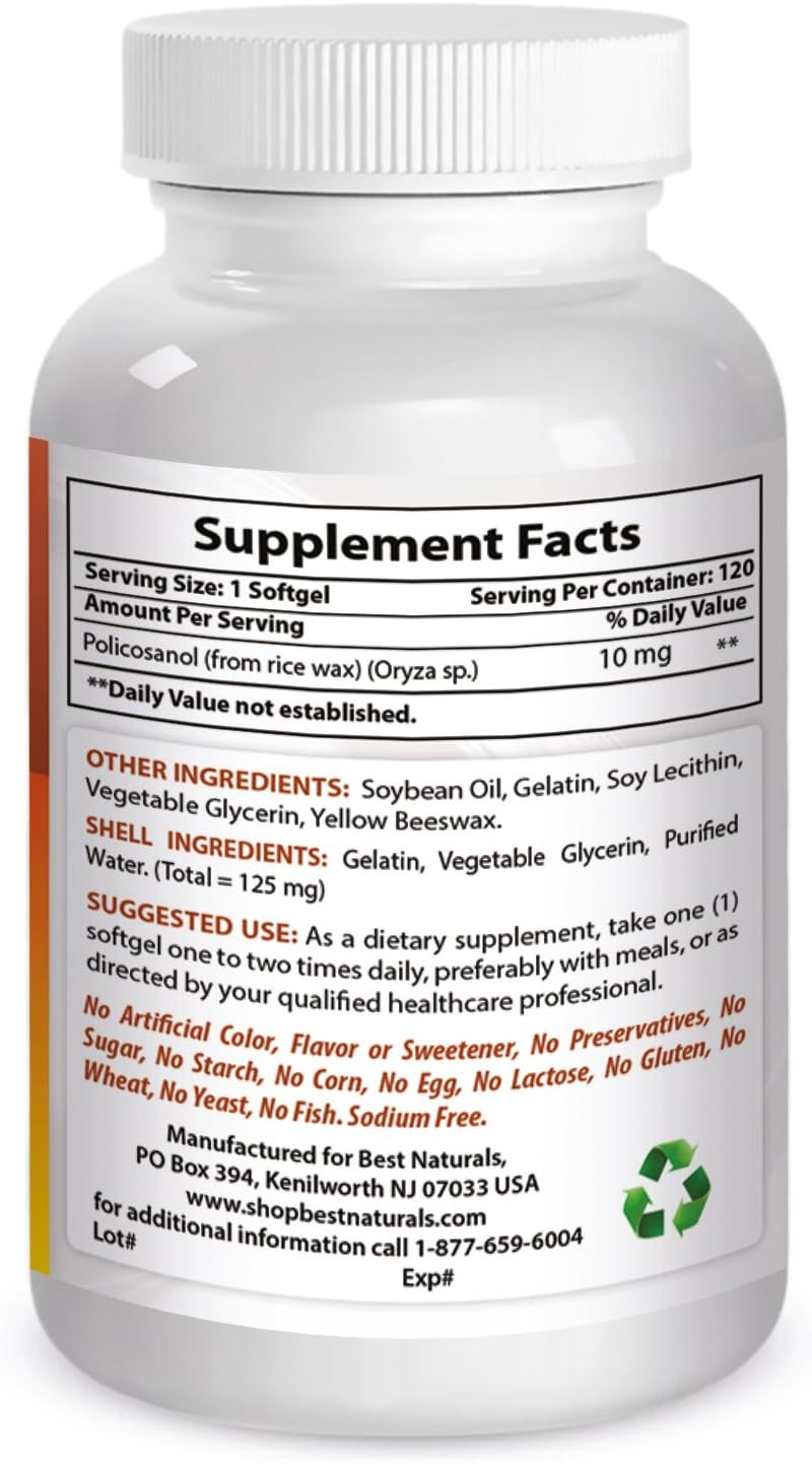 Best Naturals Policosanol 10 Mg 120 Capsules