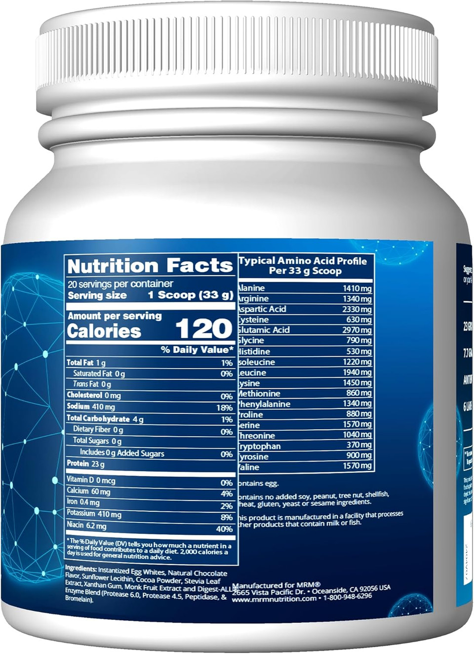 Mrm Nutrition Egg White Protein | Vanilla Flavored | 23G Fat-Free Protein | With Digestive Enzymes | Highest Biological Value | Clinically Tested | 10 Servings