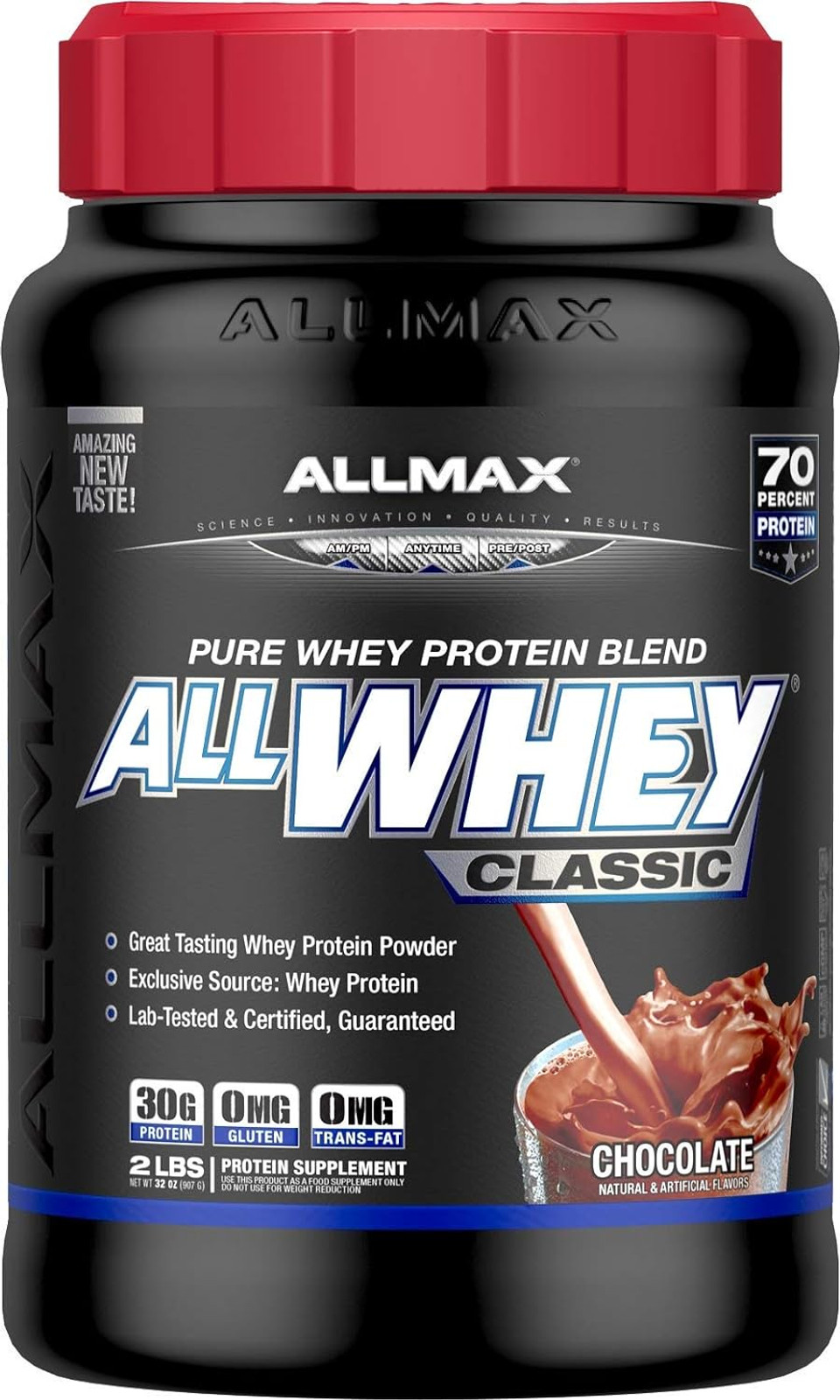 Allmax Classic Allwhey, Chocolate - 2 Lb - 30 Grams Of Protein Per Scoop - Gluten Free - Approx. 20 Servings