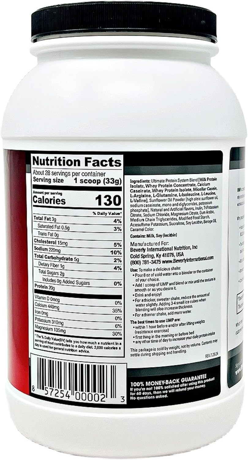 Beverly International Ump Protein Powder, Cookies & Cream. Unique Whey-Casein Ratio Builds Lean Muscle. Easy To Digest. No Bloat. (32.8 Oz) 2Lb .8 Oz