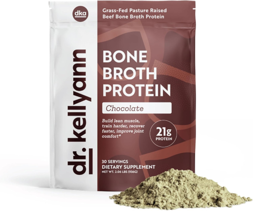 Dr. Kellyann Keto Bone Broth Protein Powder Chocolate - Protein 21G, 2G Net Carbs - Grass Fed Hydrolyzed Collagen - Sugar, Gluten And Dairy Free, Paleo, Keto Protein Shakes (30 Servings)
