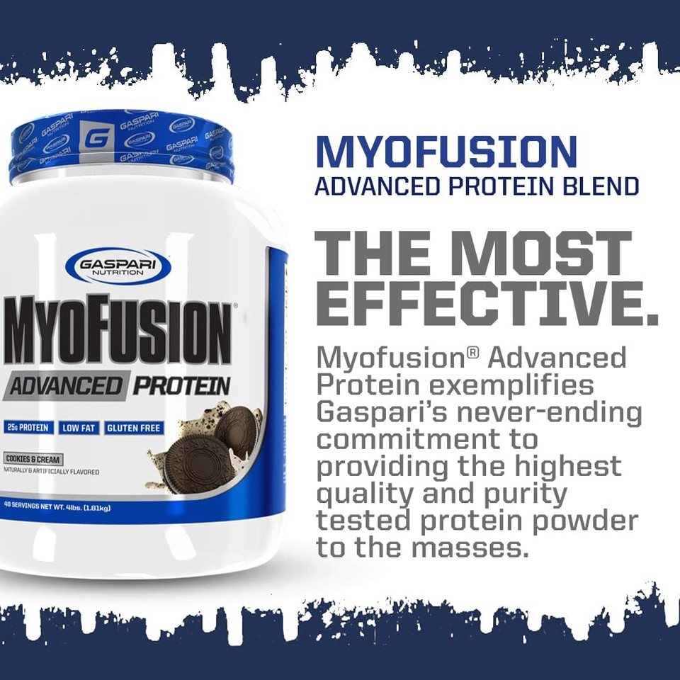 Gaspari Nutrition Myofusion Advanced Protein, Protein Blend With Whey Protein, Casein Protein And Isolate Protein, Low Fat And Gluten Free (Banana Cream, 4 Pound)