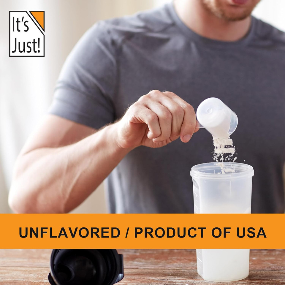 It'S Just! - 100% Casein Protein Powder, Unflavored, 3Lbs (48Oz), Made In Usa, One Ingredient, Slow Burning, Time Release, 6.9G Bcaas, 1G Carb, Non-Gmo