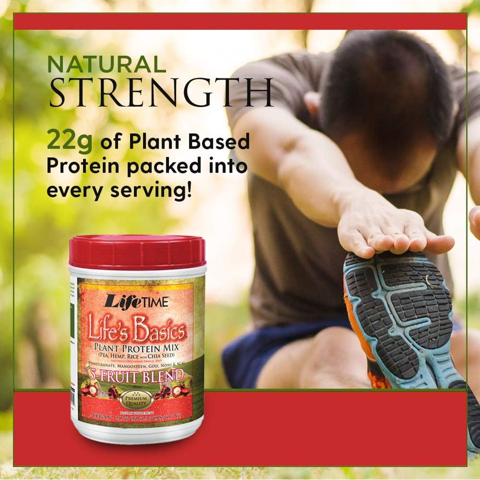 Lifetime Plant Based Protein Powder | Fruit Blend - Pomegranate, Mangosteen, Goji, Noni, Acai | No Gluten, Non-Gmo, No Artificial Flavors | 1.36Lb