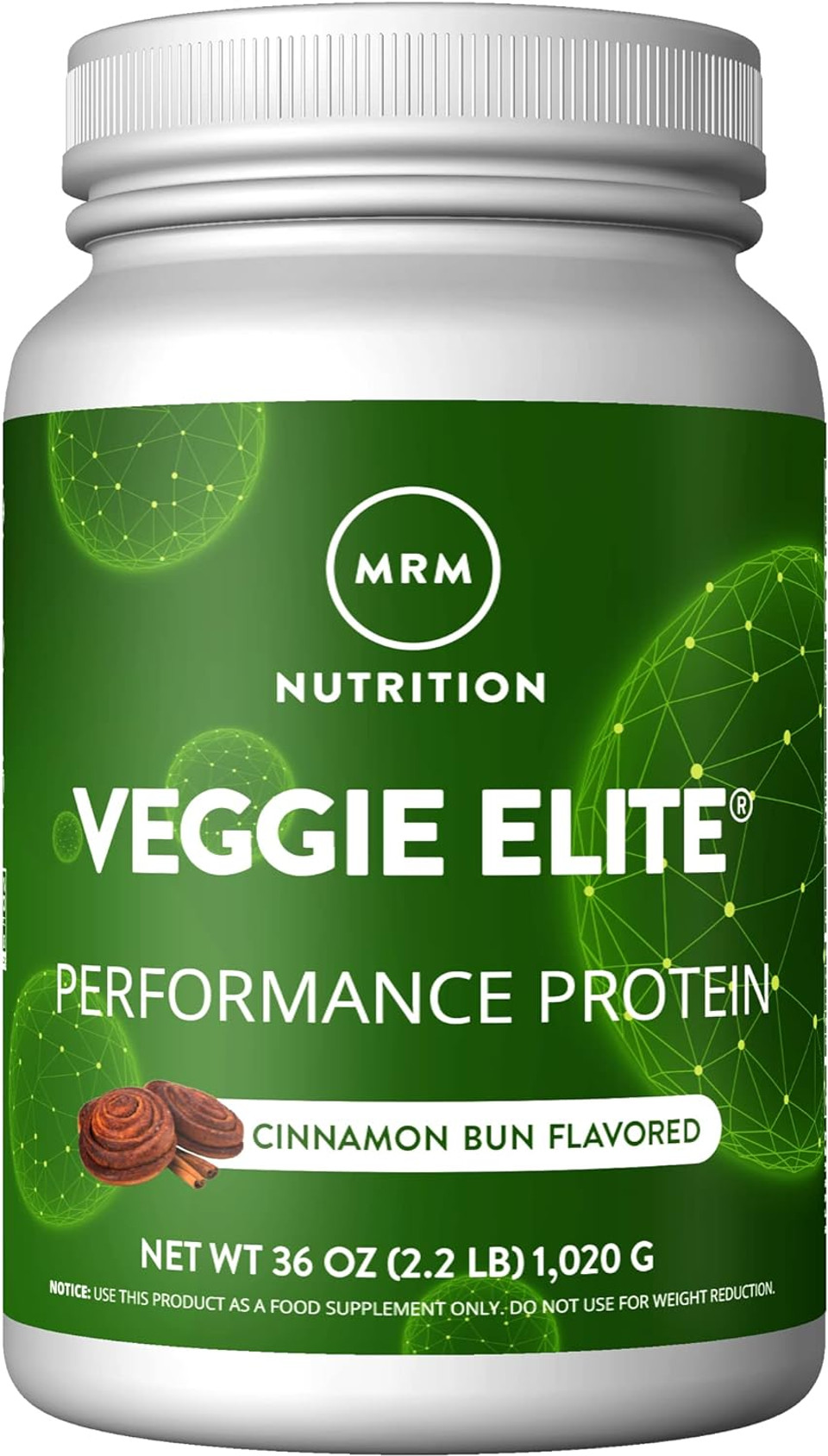 Mrm Nutrition Veggie Elite Performance Protein | Cinnamon Bun Flavored| Plant-Based Protein| Easy To Digest | With Bcaas| Vegan + Gluten-Free | Clinically Tested| Digestive Enzymes | 30 Servings2.25 Pound (Pack Of 1)