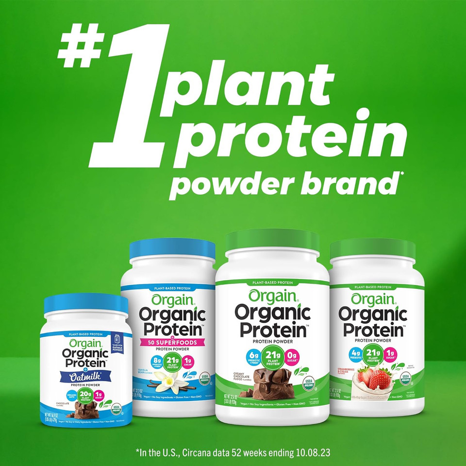 Orgain Organic Vegan Protein Powder, Iced Coffee - 21G Plant Based Protein, Gluten Free, Dairy Free, Lactose Free, Soy Free, No Sugar Added, Kosher, For Smoothies & Shakes - 2.03Lb2.03 Pound