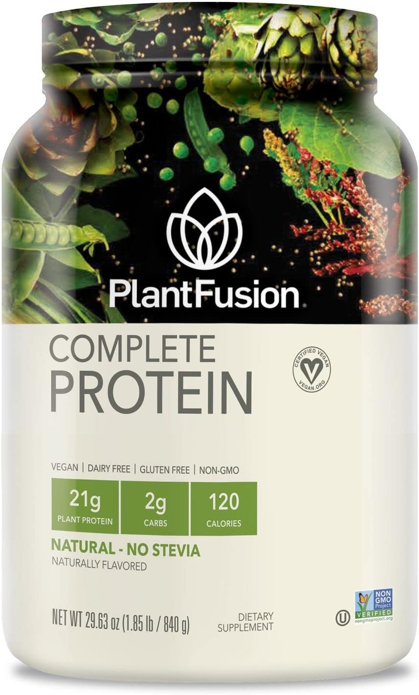 Plantfusion Complete Vegan Protein Powder - Plant Based Protein Powder With Bcaas, Digestive Enzymes And Pea Protein - Keto, Gluten Free, Non-Dairy, No Sugar, Non-Gmo - Natural-No Stevia 1.85 Lb30 Servings (Pack Of 1)