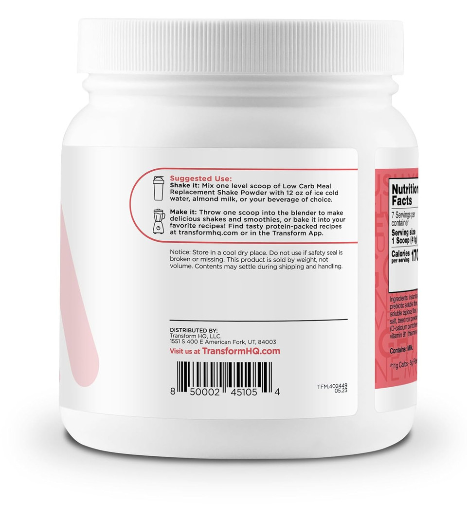 Transformhq Meal Replacement Shake Powder 7 Servings (Strawberry & Cream) - Gluten Free, Non-Gmo7 Servings