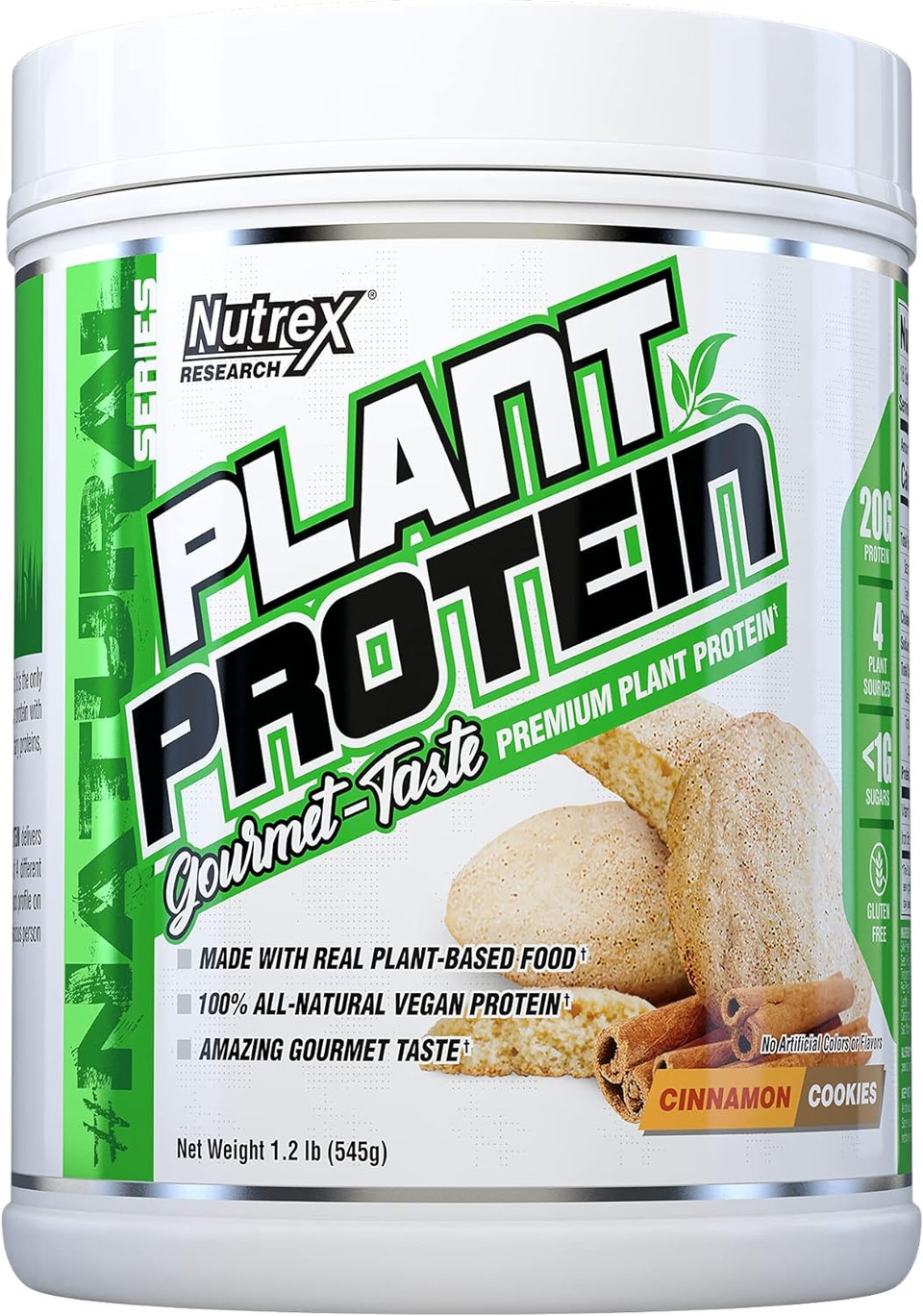 Nutrex Research Plant Protein | Great Tasting Vegan Plant Based Protein Powder | No Artificial Flavors, Colors, Or Sweeteners, Gluten Free, Lactose Free | 18 Servings (Cinnamon Cookies)Cinnamon Cookies