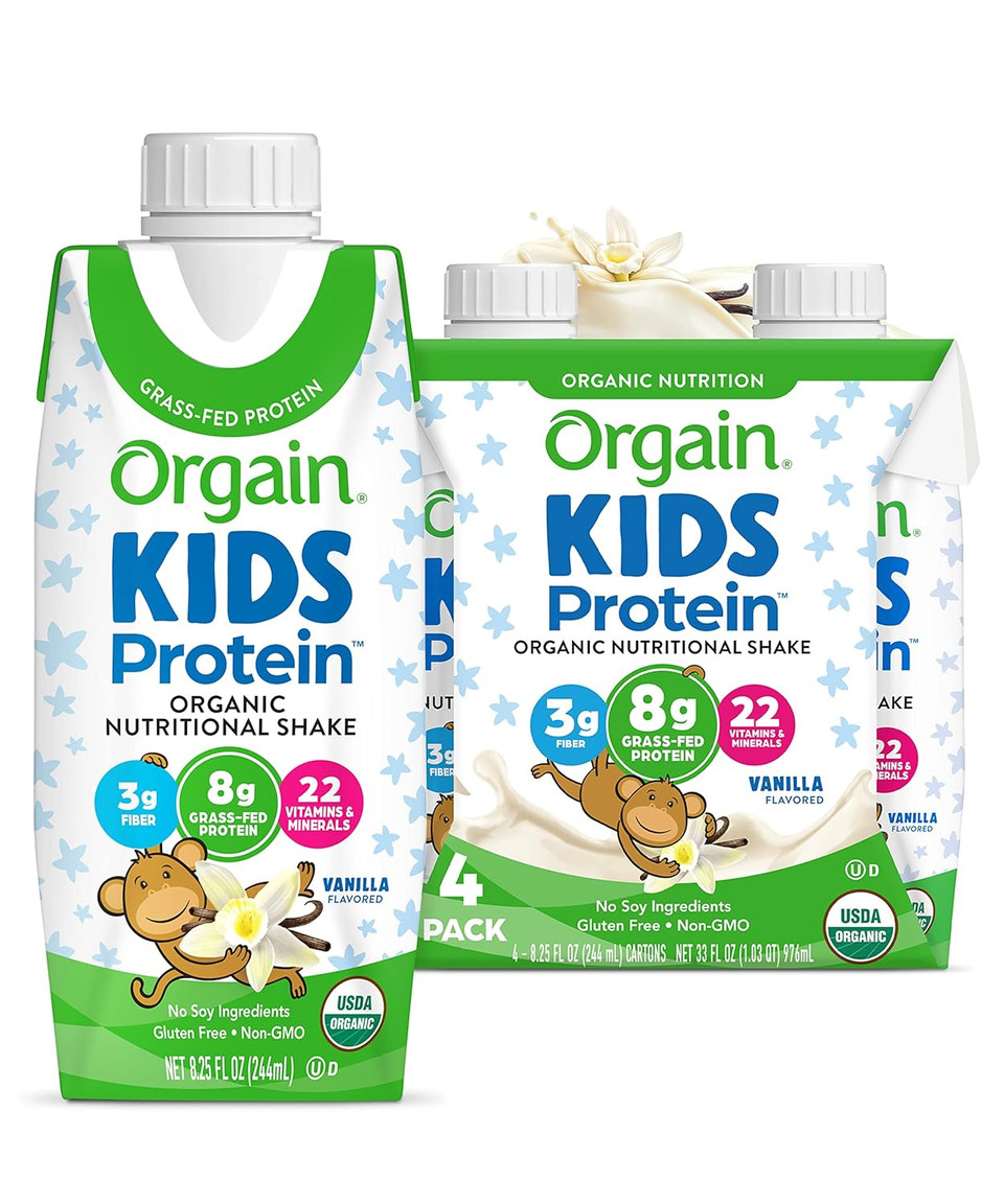 Orgain Organic Kids Nutritional Protein Shake, Vanilla - Kids Snacks With 8G Dairy Protein, 22 Vitamins & Minerals, Fruits & Vegetables, Gluten Free, Packaging May Vary, 8.25 Fl Oz (Pack Of 4)Pack Of 4