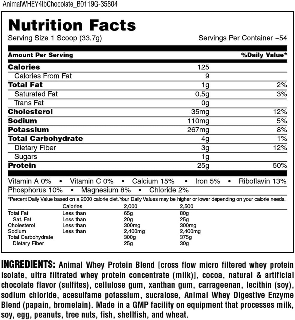 Animal Universal Nutrition Whey Isolate Loaded Protein Powder Supplement, Chocolate, 4 Lb