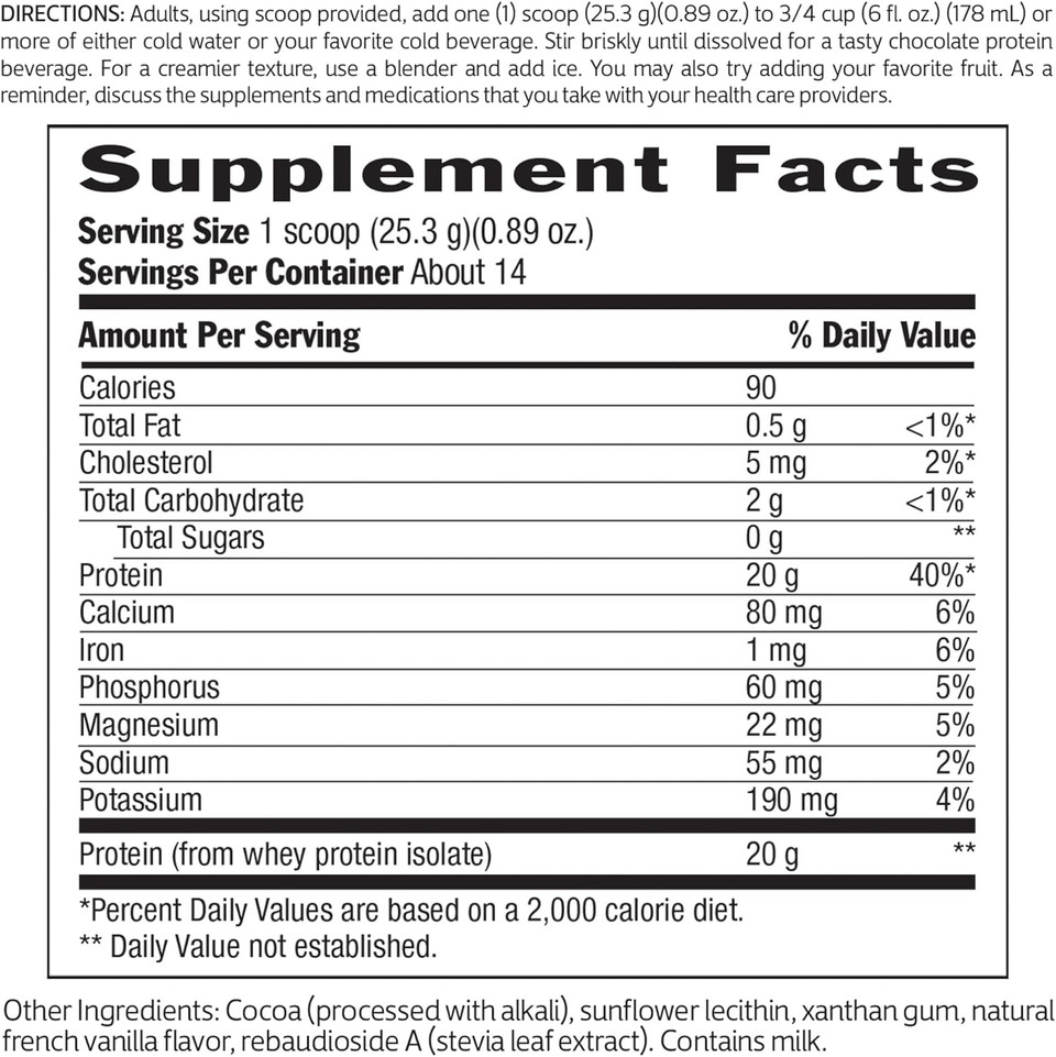 Biochem 100% Whey Sugar-Free Chocolate 20G, 12.5Oz, Certified Vegetarian, Certified Gluten Free, Certified Non-Gmo Tested, Keto Friendly, Grass-Fed