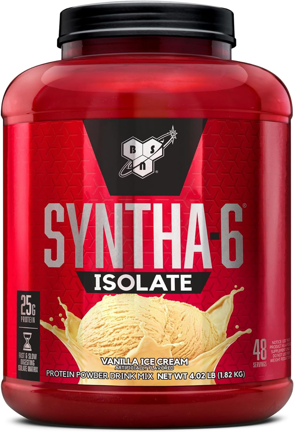 Bsn Syntha-6 Isolate Protein Powder Drink, Vanilla Ice Cream, 4.0 Lb (48 Servings)