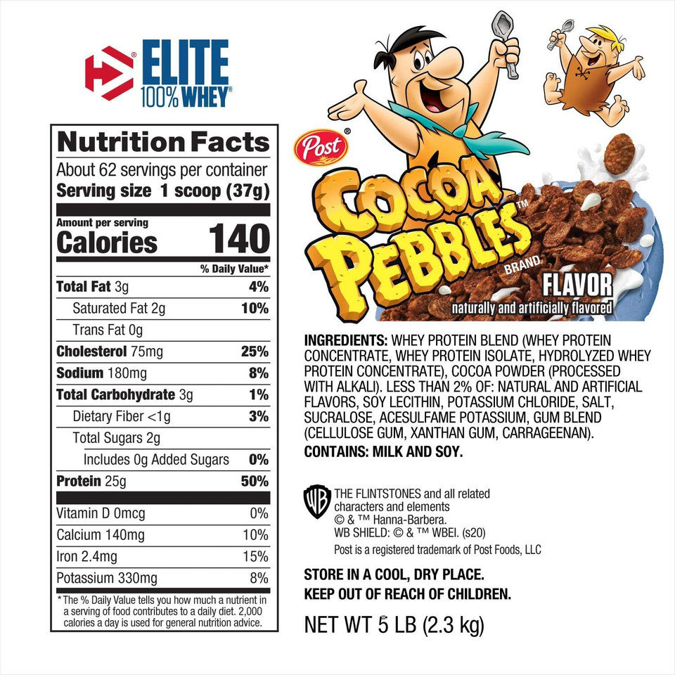 Dymatize Elite 100% Whey Protein Powder, 25G Protein, 5.5G Bcaas & 2.7G L-Leucine, Quick Absorbing & Fast Digesting For Optimal Muscle Recovery, Cocoa Pebbles, 5 Pound