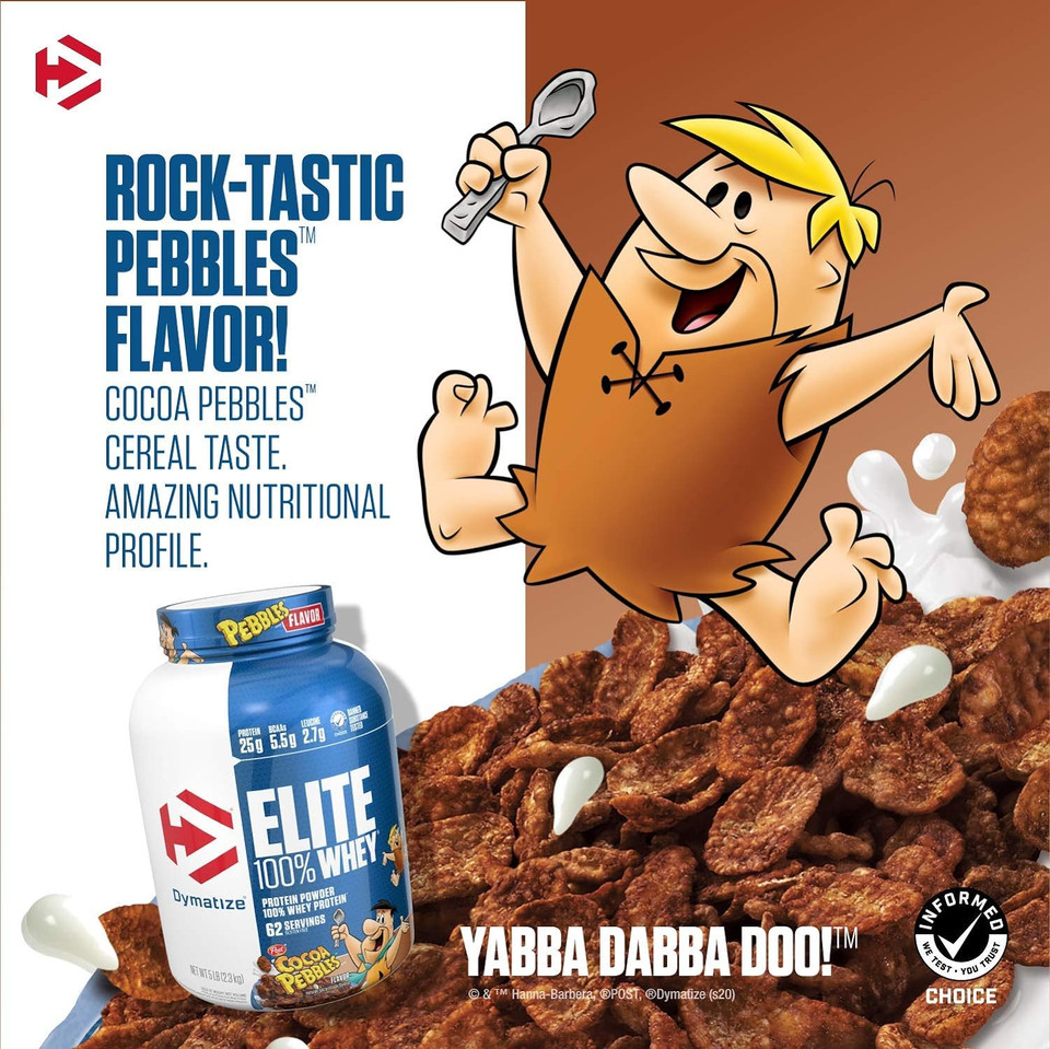 Dymatize Elite 100% Whey Protein Powder, 25G Protein, 5.5G Bcaas & 2.7G L-Leucine, Quick Absorbing & Fast Digesting For Optimal Muscle Recovery, Cocoa Pebbles, 5 Pound