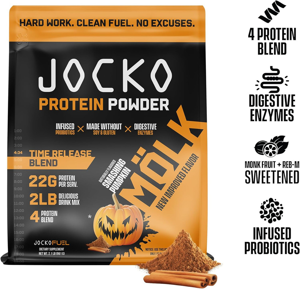 Jocko Mã£Â¶Lk Whey Protein Powder - Keto, Probiotics, Grass Fed, Digestive Enzymes, Amino Acids, Sugar Free Monk Fruit Blend - Supports Muscle Recovery And Growth (Pumpkin New)Pumpkin New