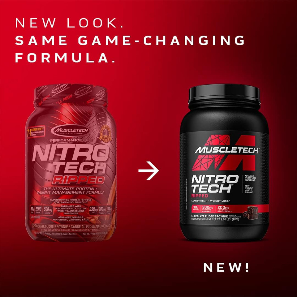 Muscletech Nitro-Tech Ripped | Lean Whey Protein Powder/ Isolate | Weight Loss Protein Powder For Women & Men | Vanilla, 4 Lbs (42 Servings)