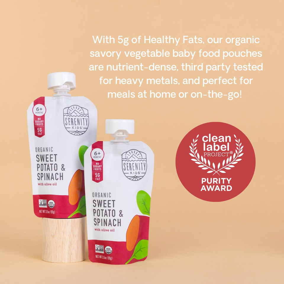 Serenity Kids 6+ Months Usda Organic Veggie Puree Baby Food Pouches | No Sugary Fruits Or Added Sugar | Allergen Free | 3.5 Ounce Bpa-Free Pouch | Sweet Potato & Spinach | 6 Count3.5 Ounce (Pack Of 6) Serenity Kids 6+ Months Usda Organic Veggie Puree Baby Food Pouches | No Sugary Fruits Or Added Sugar | Allergen Free | 3.5 Ounce Bpa-Free Pouch | Sweet Potato & Spinach | 6 Count3.5 Ounce (Pack Of 6)