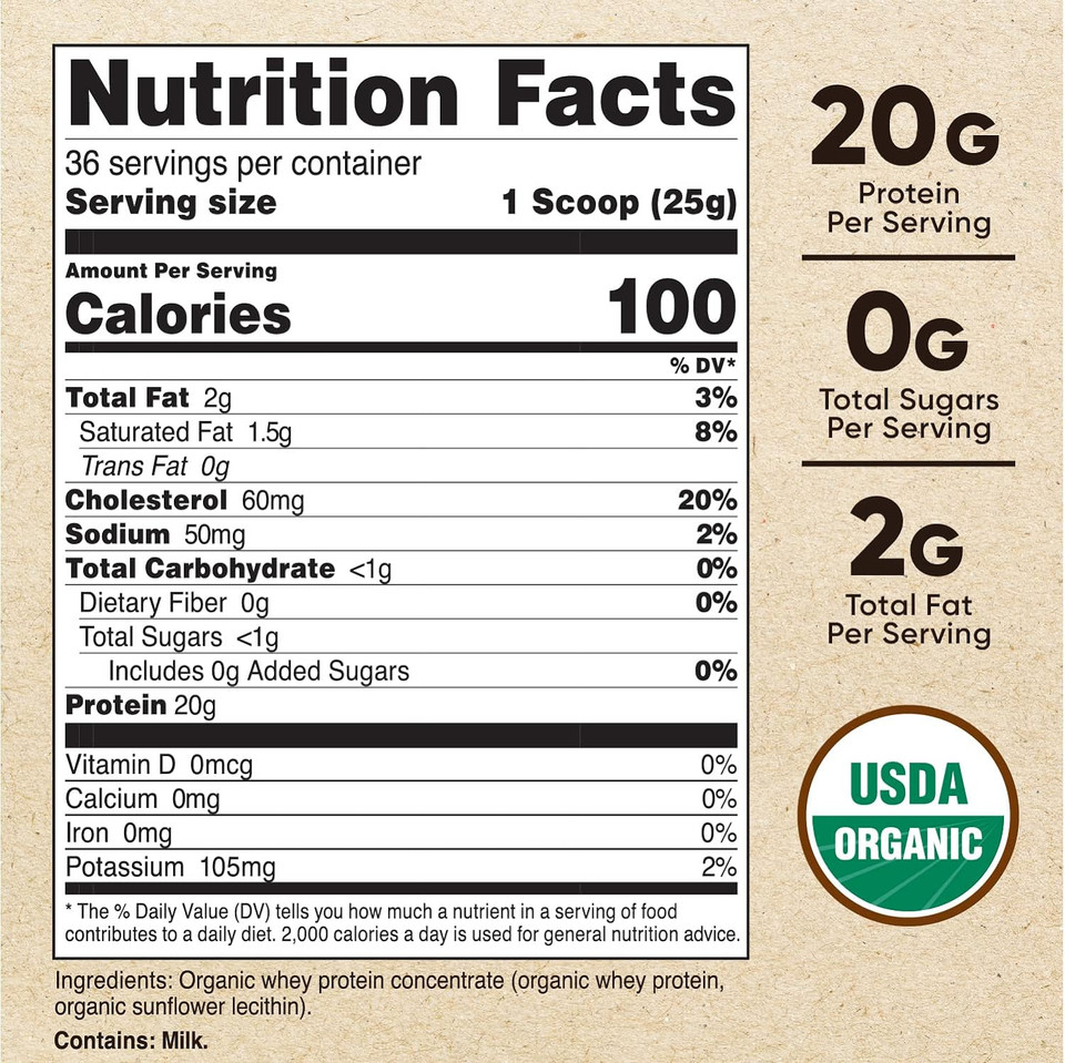 Nutricost Organic Whey Protein Powder (Unflavored) 2 Lb - Non-Gmounflavored