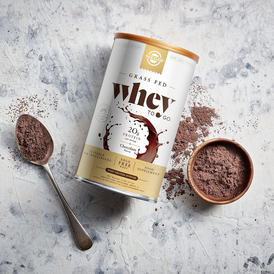 Solgar Grass Fed Whey To Go Protein Powder Chocolate, 13.2 Oz - 20G Of Grass-Fed Protein From New Zealand Cows - Great Tasting & Mixes Easily - Supports Strength & Recovery - Non-Gmo, 13 Servings13 Servings (Pack Of 1)