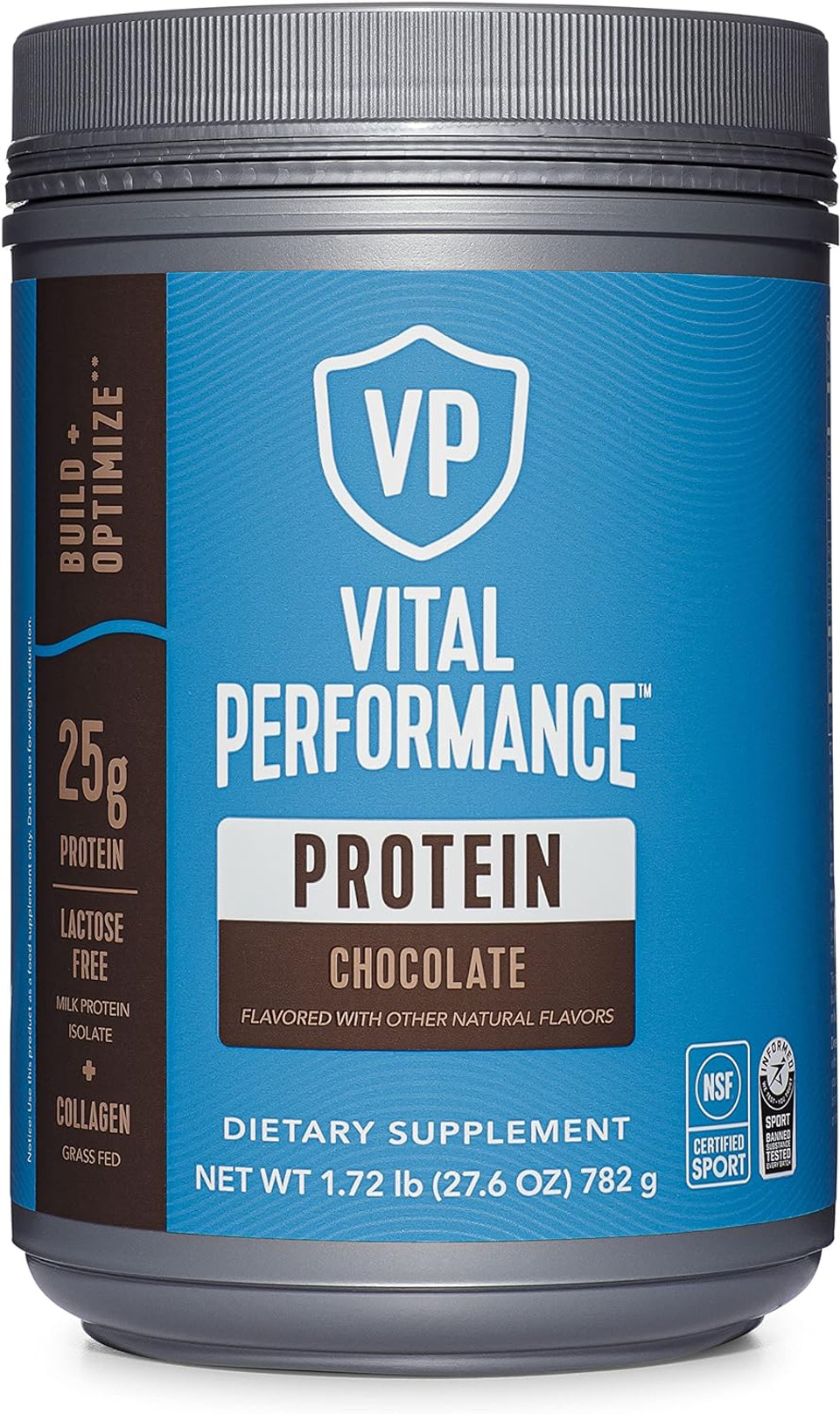 Vital Performance Protein Powder, 25G Lactose-Free Milk Protein Isolate Powder, Nsf For Sport Certified, 10G Grass-Fed Collagen Peptides, 8G Eaas, 5G Bcaas, Gluten-Free - Chocolate, 1.72Lb1.72 Pound (Pack Of 1)
