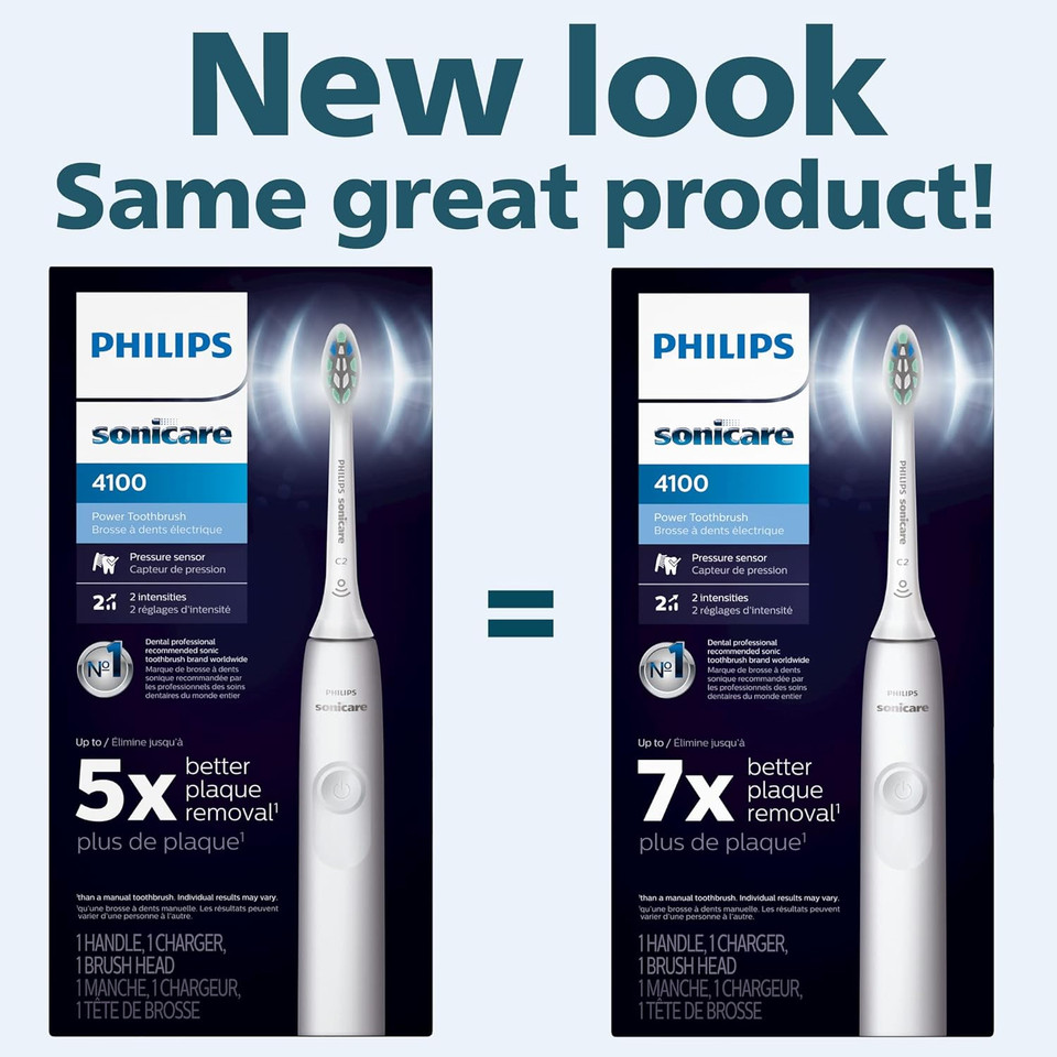 Philips Sonicare 4100 Power Toothbrush, Rechargeable Electric Toothbrush With Pressure Sensor, White Hx3681/23White