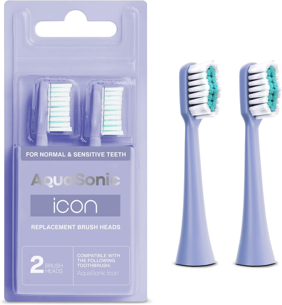 Aquasonic Icon Replacement Brush Heads | Compatible With Aquasonic Icon Toothbrush | 2 Brush Heads | For Normal & Sensitive Teeth (Lilac)Lilac
