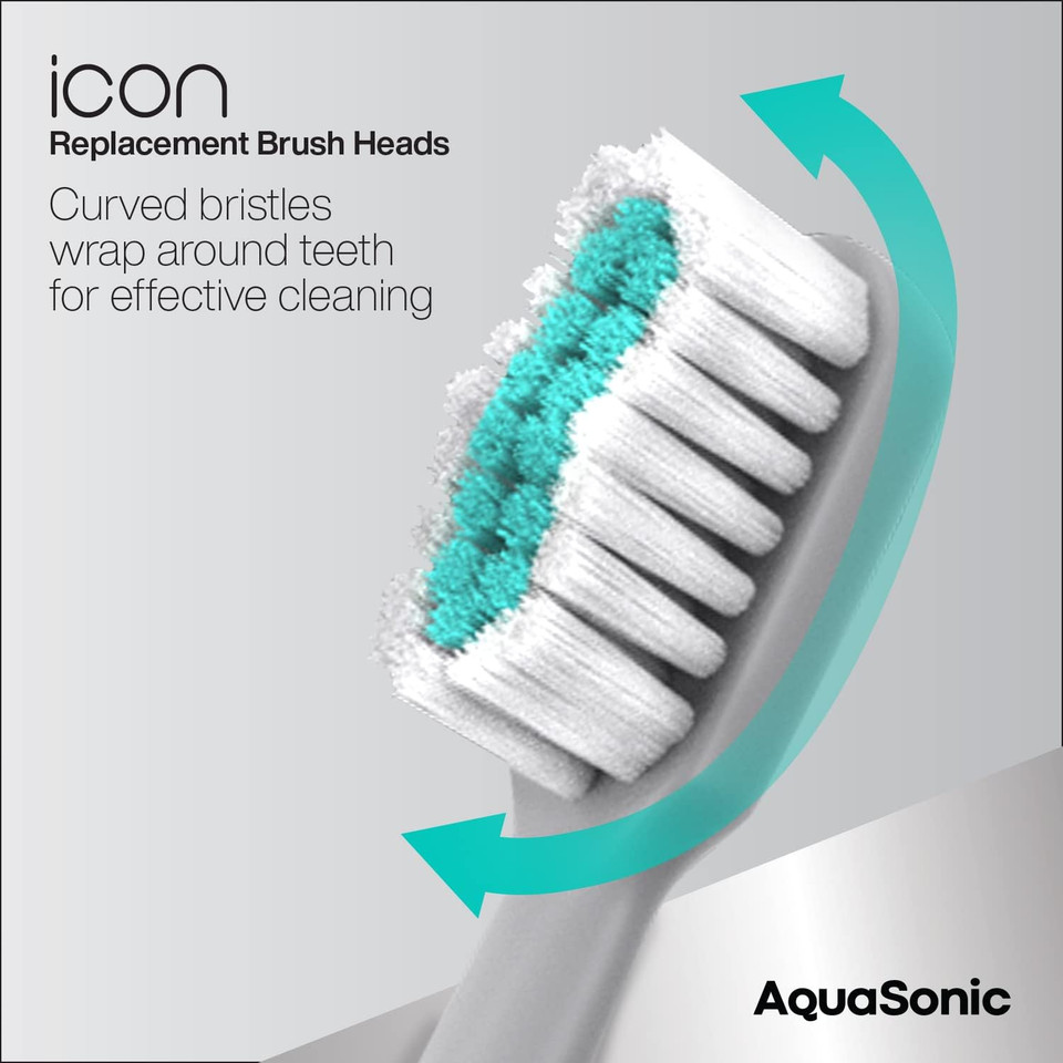 Aquasonic Icon Replacement Brush Heads | Compatible With Aquasonic Icon Toothbrush | 2 Brush Heads | For Normal & Sensitive Teeth (Stone)Stone
