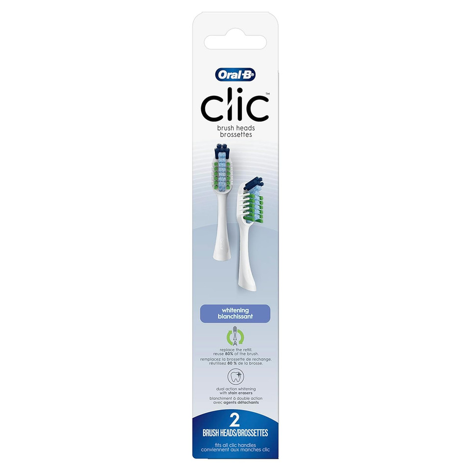 Oral-B Clic Toothbrush Whitening Replacement Brush Heads, White, 2 Countwhite