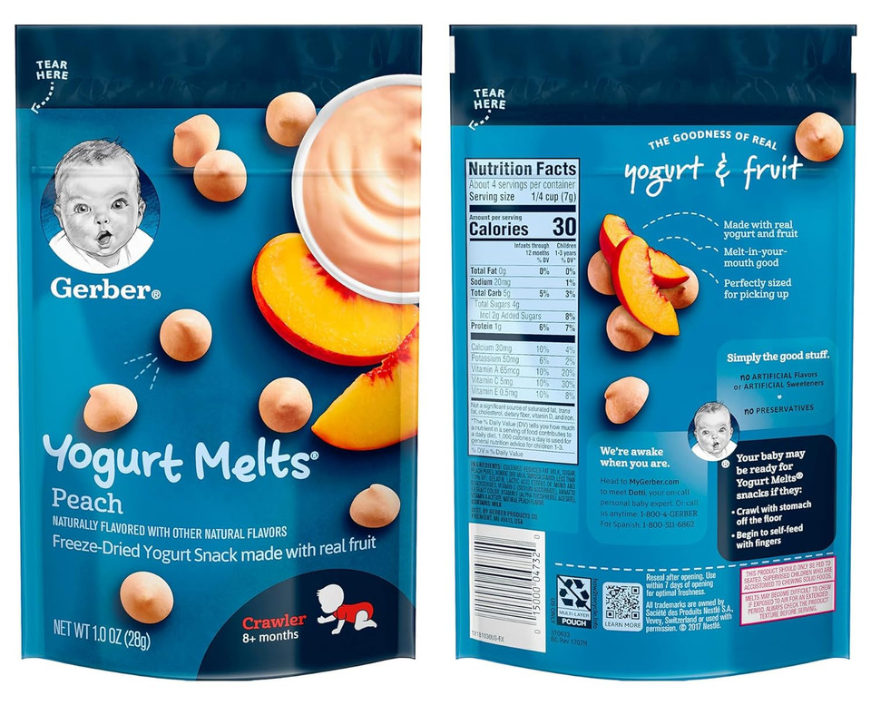 Gerber Yogurt Melts, Variety Pack, Mixed Berry + Peach + Banana Vanilla, 1Oz (Pack Of 7)