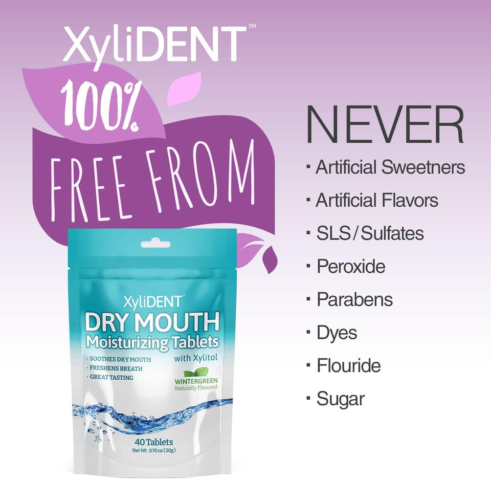 Nature'S Stance Xylident Xylitol Tablets For Dry Mouth Relief - Stimulates Saliva, Freshens Breath, Reduces Acid Production, Fast Acting Relief, 40 Count (Wintergreen)