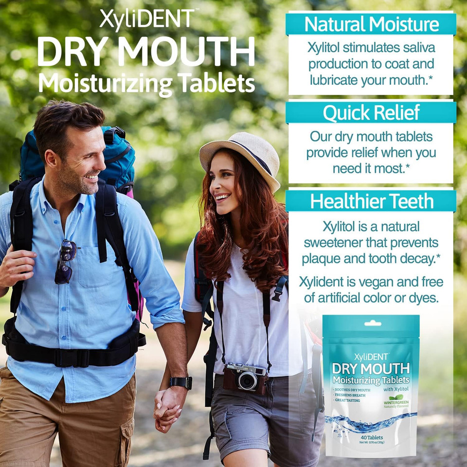 Nature'S Stance Xylident Xylitol Tablets For Dry Mouth Relief - Stimulates Saliva, Freshens Breath, Reduces Acid Production, Fast Acting Relief, 40 Count (Wintergreen)