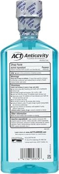 Act Anticavity Zero Alcohol Fluoride Mouthwash 18 Fl. Oz., With Accurate Dosing Cup, Arctic Blast