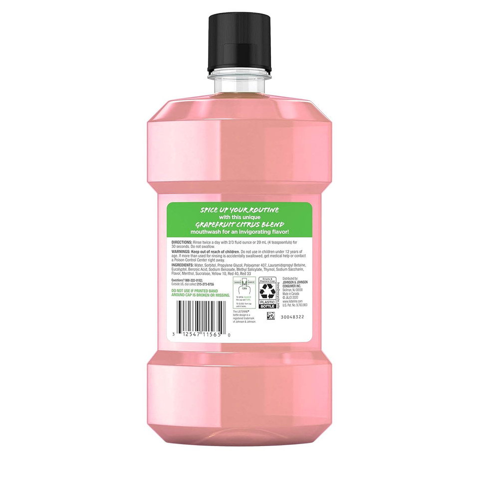 Listerine Zero Alcohol Mouthwash, Oral Rinse Kills Up To 99% Of Bad Breath Germs, Limited Edition Grapefruit Rose Flavor, 500 Ml16.9 Fl Oz (Pack Of 1)