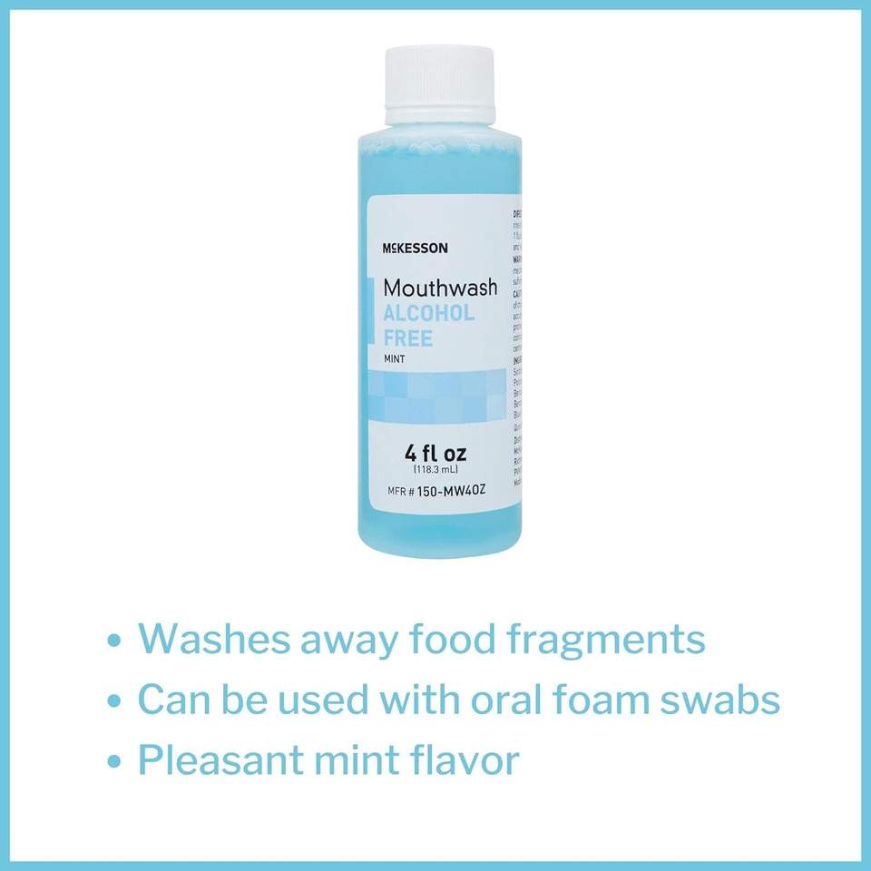 McKesson Mouthwash, Alcohol-Free, Mint Flavor, 4 oz, 1 Count