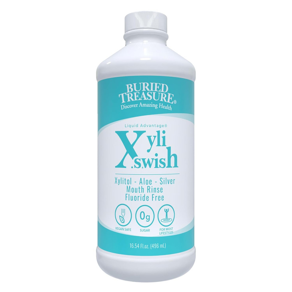 Xyli Swish - All Natural Formulated Nano Silver, Xylitol & Aloe Mouthwash - Alcohol And Fluoride Free - Oral Rinse To Fight Bad Breath & Dry Mouth - Peppermint Flavor - 16Oz