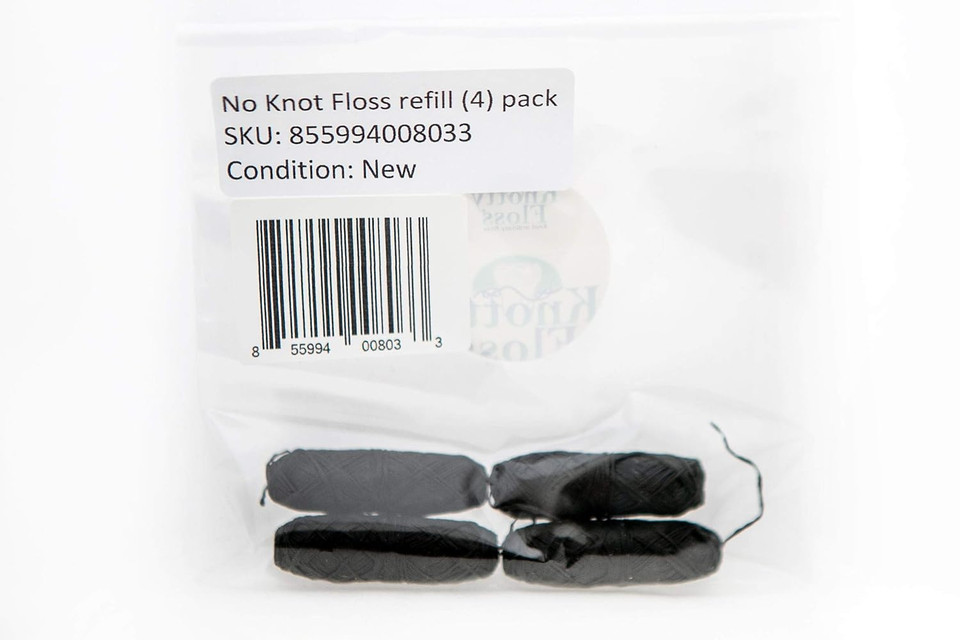 Knotty Floss Refills Of Bamboo Activated Charcoal No Knot Floss With Grapefruit Seed Extract - Eco-Friendly Vegan - 4 Refill Packs